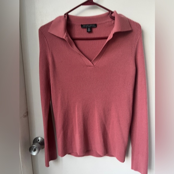 Saks Fifth Avenue Wool-Blend Rib-Knit Polo Sweater size Sz M - Picture 10 of 11